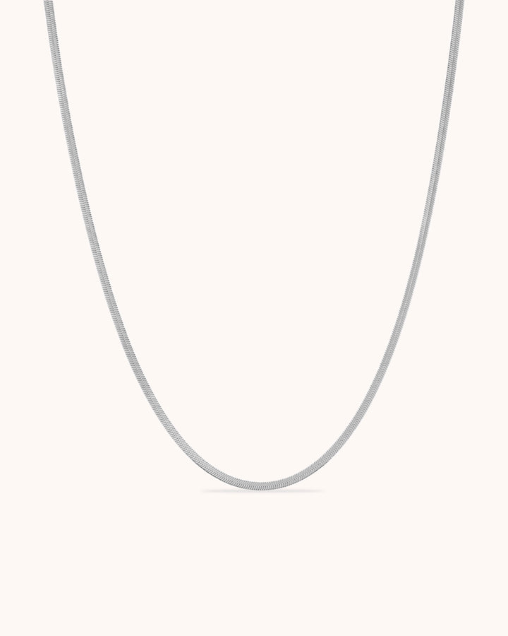 Waterproof Slinky Long Chain Necklace in Silver
