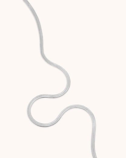 Waterproof Slinky Long Chain Necklace in Silver