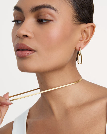 Waterproof Slinky Long Chain Necklace in Gold