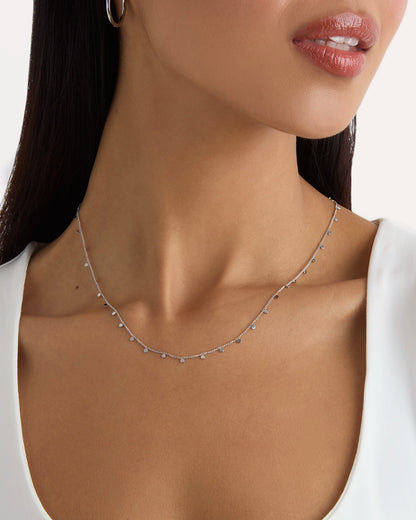 Waterproof Circle Pendant Chain Necklace in Silver