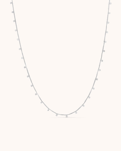 Waterproof Circle Pendant Chain Necklace in Silver