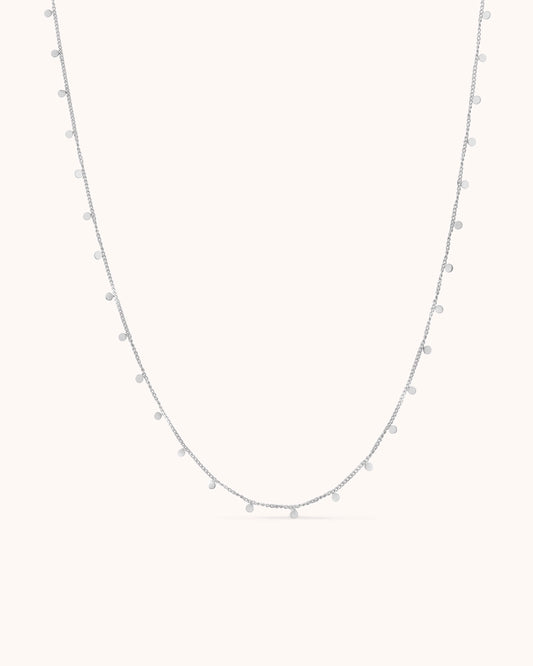 Waterproof Circle Pendant Chain Necklace in Silver