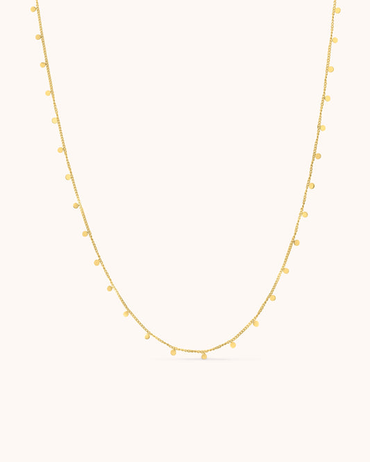 Waterproof Circle Pendant Necklace in Gold