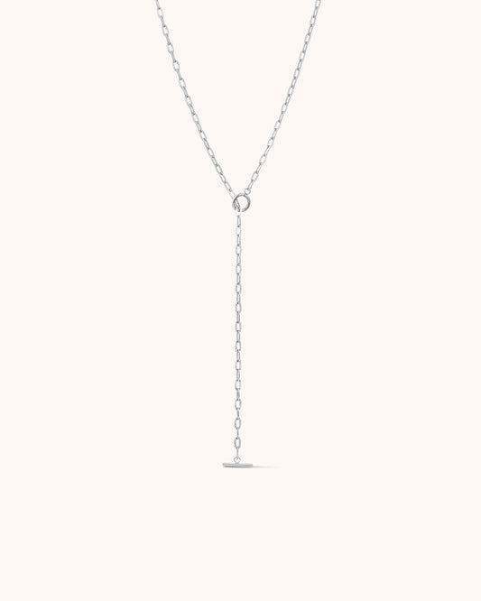 Waterproof Spaced Chain Y-Necklace in Silver