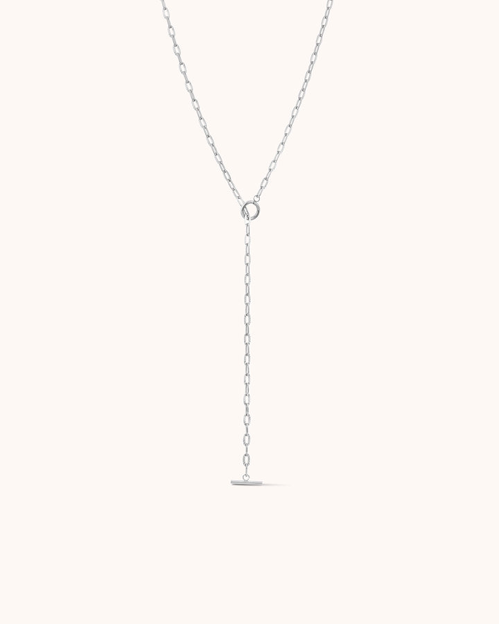 Waterproof Spaced Chain Y-Necklace in Silver
