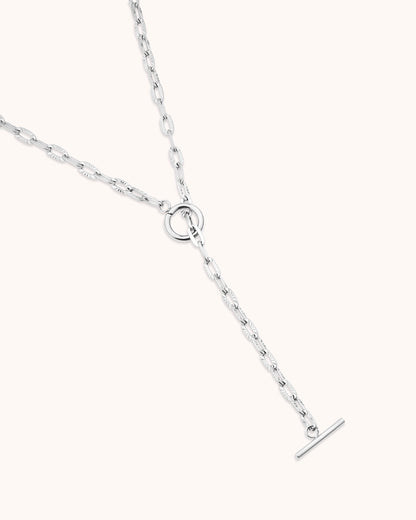 Waterproof Spaced Chain Y-Necklace in Silver