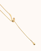 Waterproof Long Swirl Drop Lariat Necklace in Gold