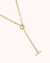 Waterproof Spaced Chain Y-Necklace in Gold