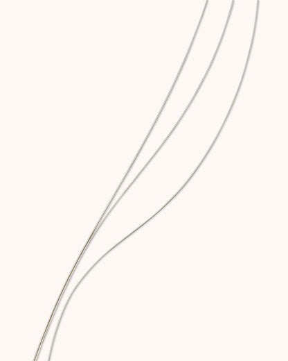 Waterproof Crystal Long Thin Triple Layer Necklace in Silver