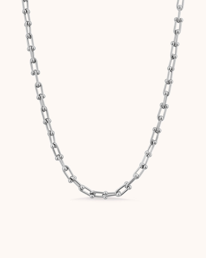 Ball Chain Link Necklace in Silver