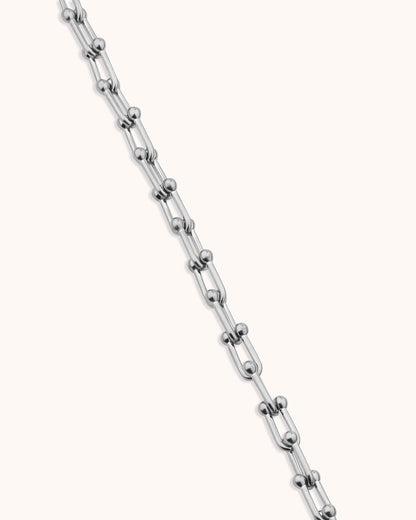 Ball Chain Link Necklace in Silver