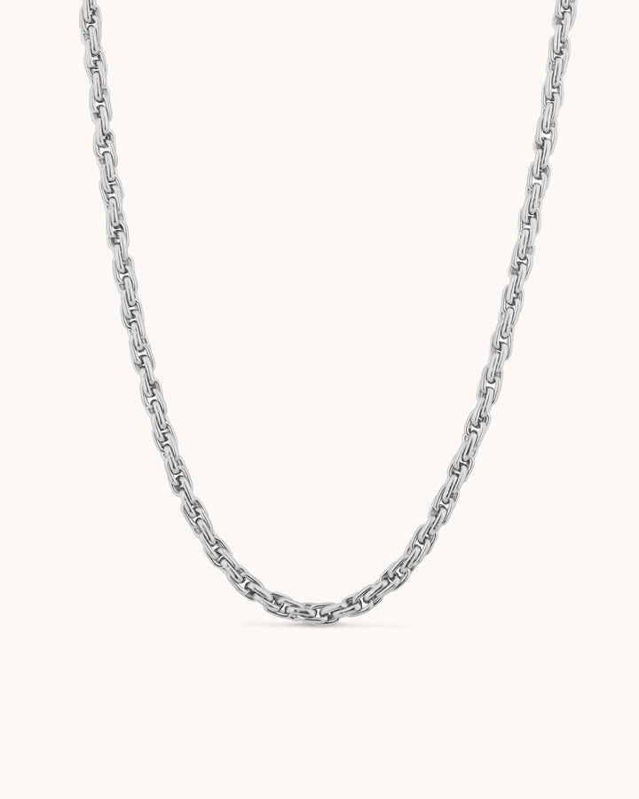 Waterproof Thick Linked Chain Necklace in Silver