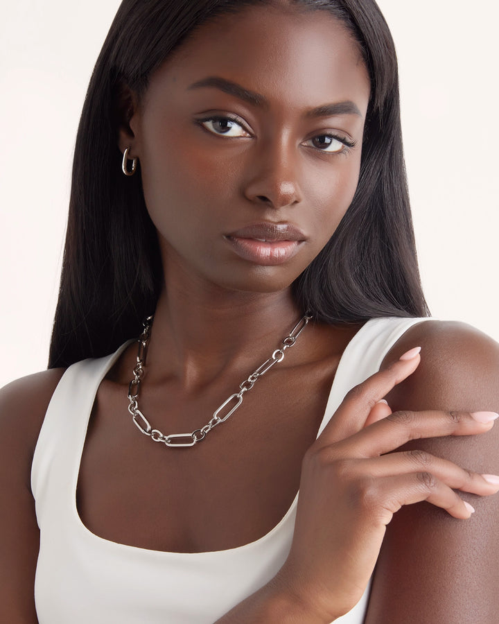Double Link Chain Necklace in Silver