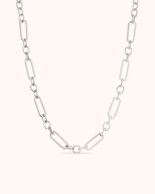 Double Link Chain Necklace in Silver