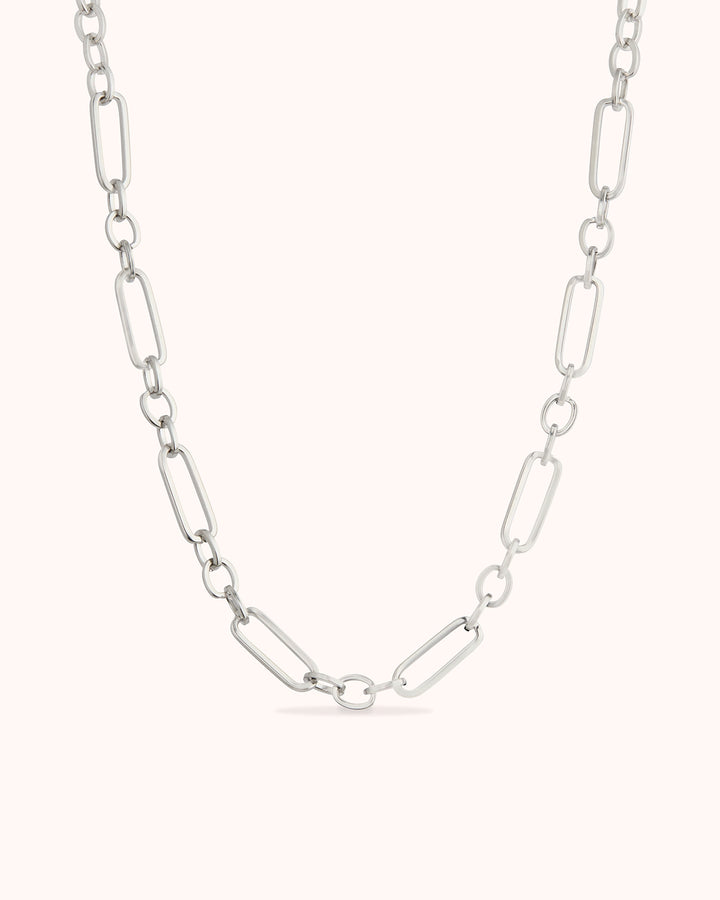 Double Link Chain Necklace in Silver