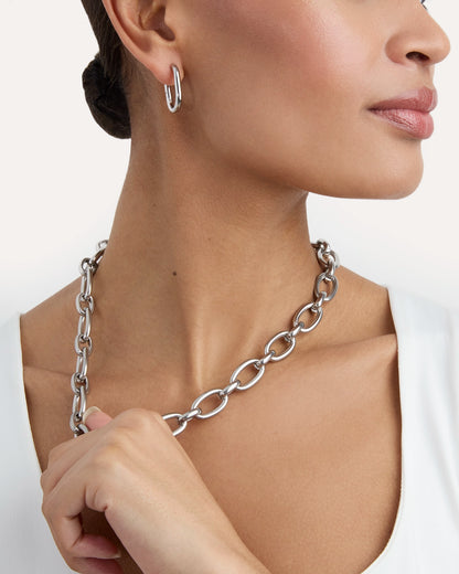 Waterproof Spaced Chain Necklace in Silver