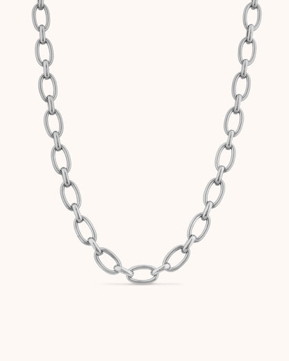 Waterproof Spaced Chain Necklace in Silver