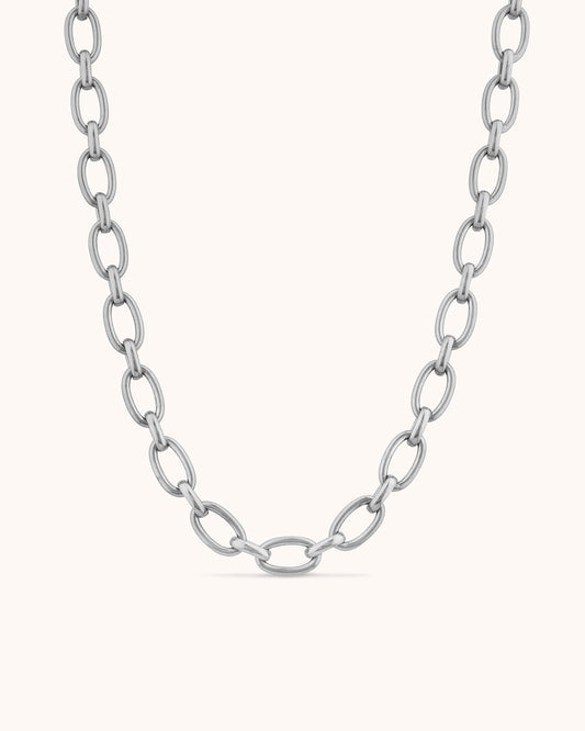Waterproof Spaced Chain Necklace in Silver