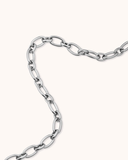 Waterproof Spaced Chain Necklace in Silver