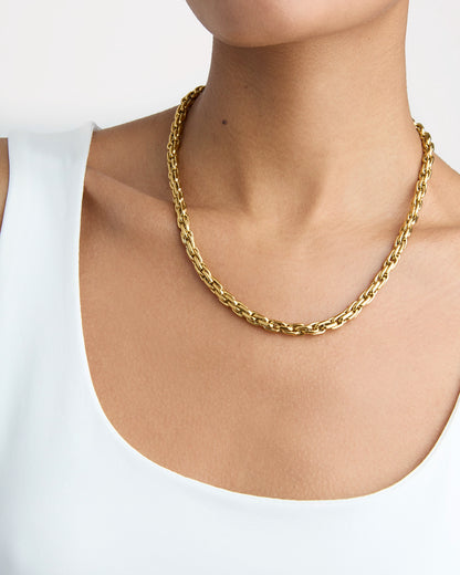 Waterproof Thick Linked Chain Necklace in Gold
