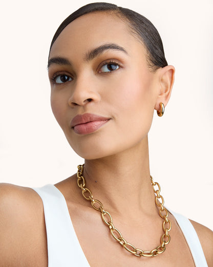 Waterproof Spaced Chain Necklace in Gold