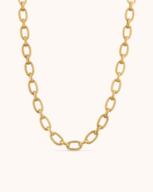 Waterproof Spaced Chain Necklace in Gold