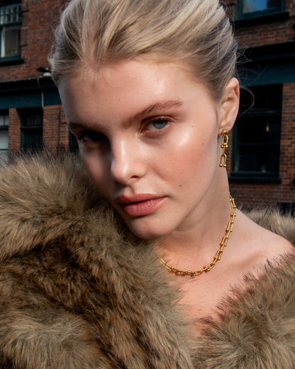 Ball Chain Link Necklace in Gold