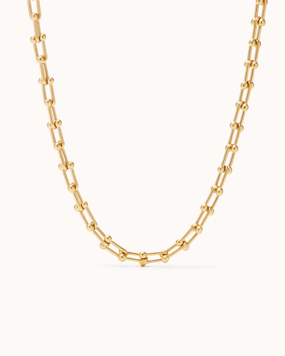 Ball Chain Link Necklace in Gold