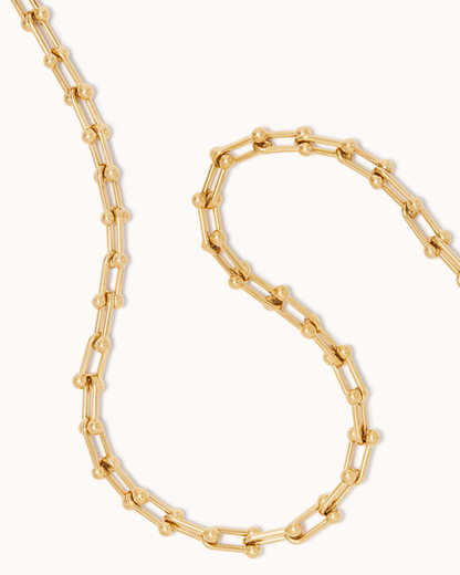 Ball Chain Link Necklace in Gold