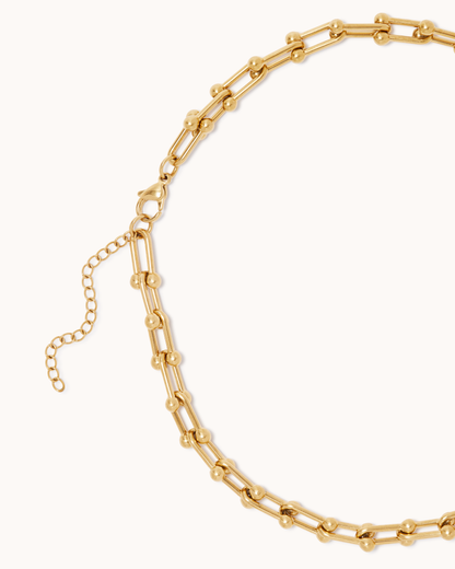 Ball Chain Link Necklace in Gold