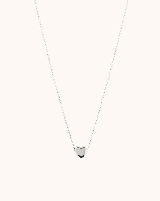 Heart Pendant Thin Chain Necklace in Silver