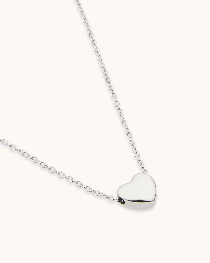 Heart Pendant Thin Chain Necklace in Silver
