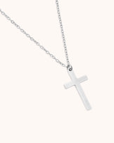 Waterproof Thin Chain & Cross Pendant Necklace in Silver