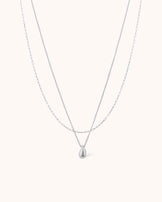 Double Layered Pendant Necklace in Silver