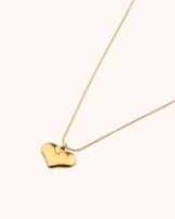 Waterproof Thin Chain Heart Pendant Necklace in Gold