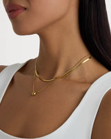 Waterproof Double Layered Small Pendant Necklace in Gold