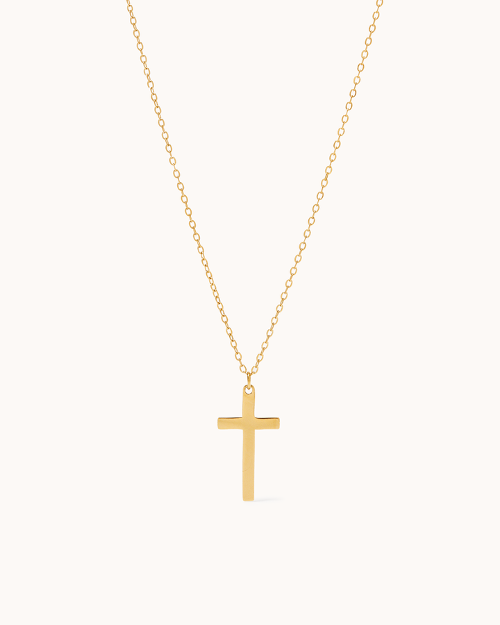 Waterproof Thin Chain & Cross Pendant Necklace in Gold