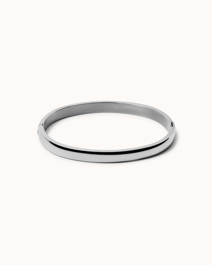 Waterproof Straight-Edge Bangle Bracelet in Silver