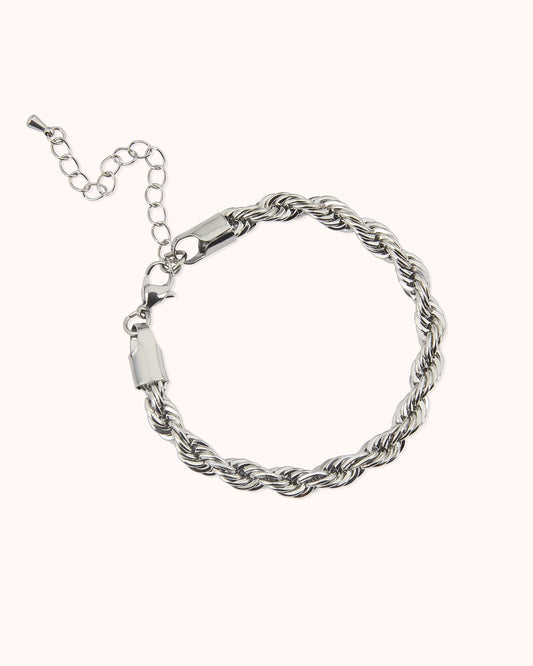 Waterproof Twisted Chain Bracelet in Silver