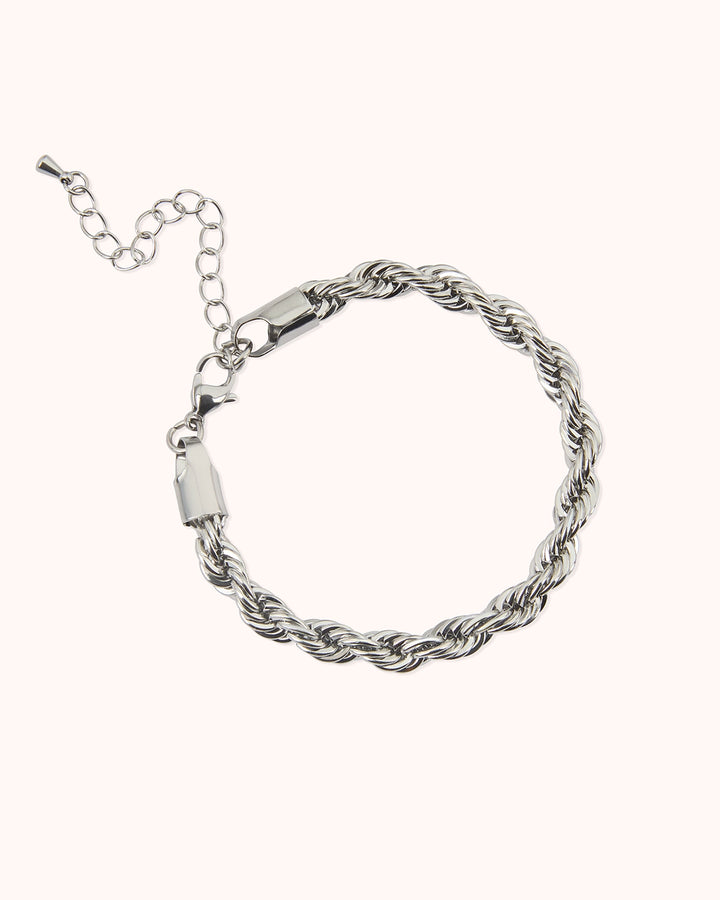 Waterproof Twisted Chain Bracelet in Silver