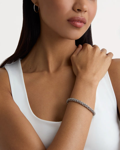 Waterproof Thick Link Chain Bracelet in Silver