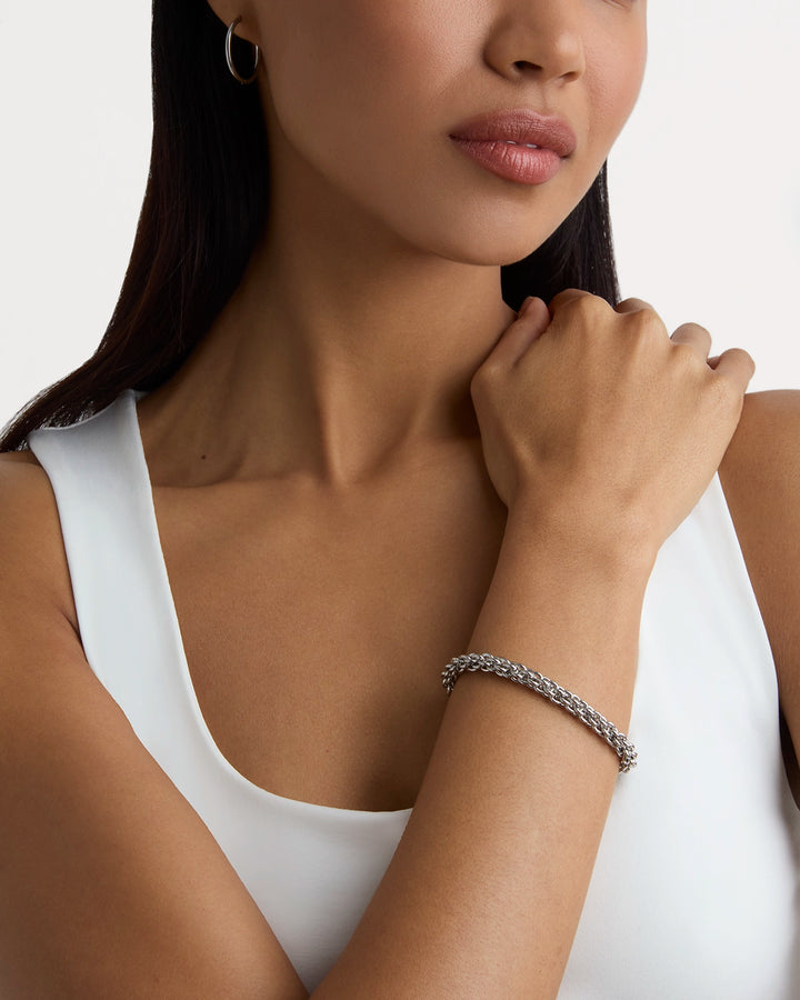 Waterproof Thick Link Chain Bracelet in Silver