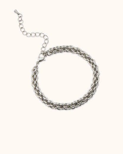 Waterproof Thick Link Chain Bracelet in Silver