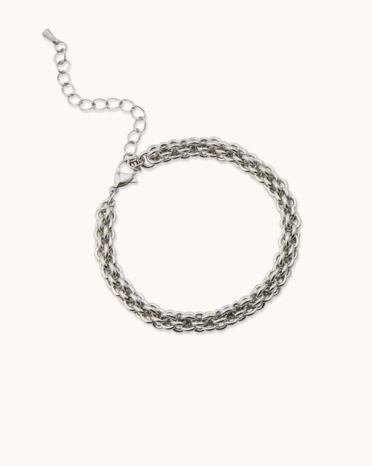 Waterproof Thick Link Chain Bracelet in Silver