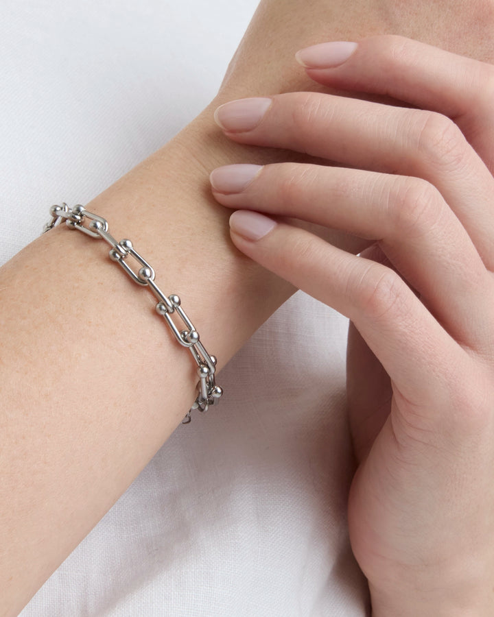 Ball Chain Link Bracelet in Silver