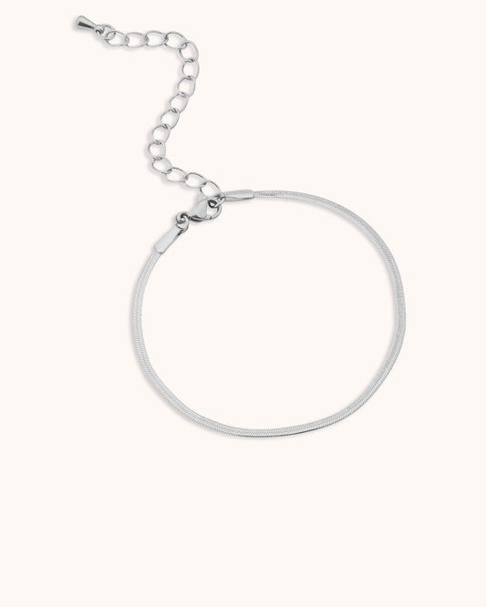 Waterproof Thin Snake Chain Bracelet in Silver