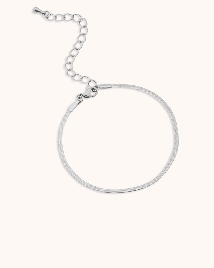 Waterproof Thin Snake Chain Bracelet in Silver