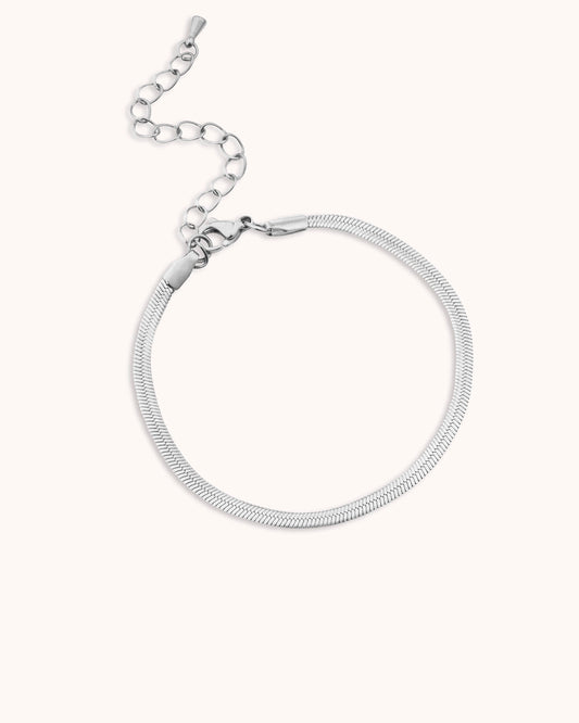 Waterproof Medium Snake Chain Bracelet in Silver