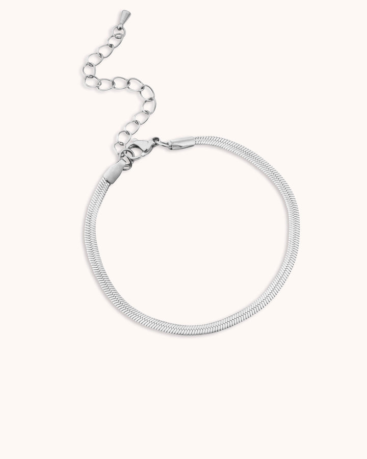 Waterproof Medium Snake Chain Bracelet in Silver