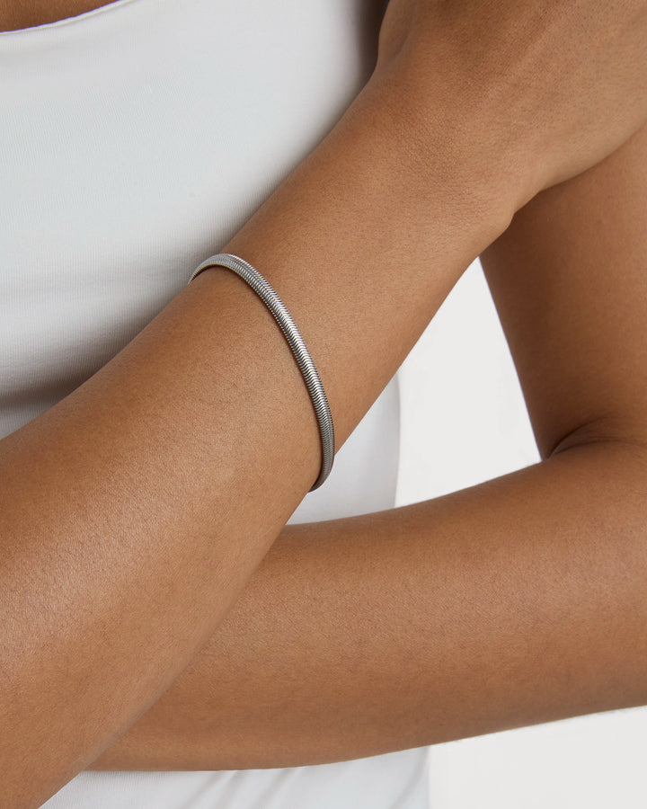 Waterproof Thick Snake Chain Bracelet in Silver